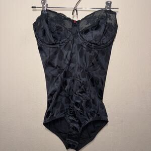 Vintage Flexees Bodyshaper Bodysuit Black Size 36C Style 5858 Strapless EUC